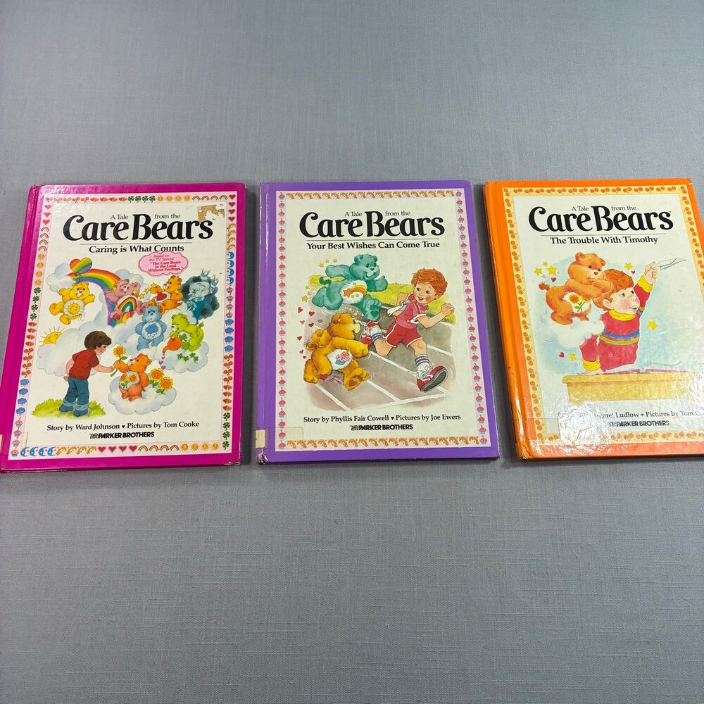 Vintage Care Bears Hardcover Book Lot of 3 Parker Brothers 1983 Kids Stories